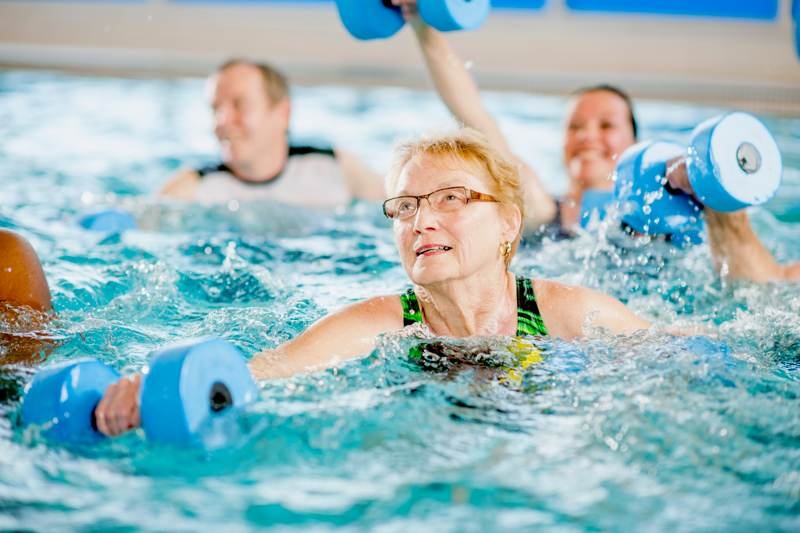 Water aerobics class