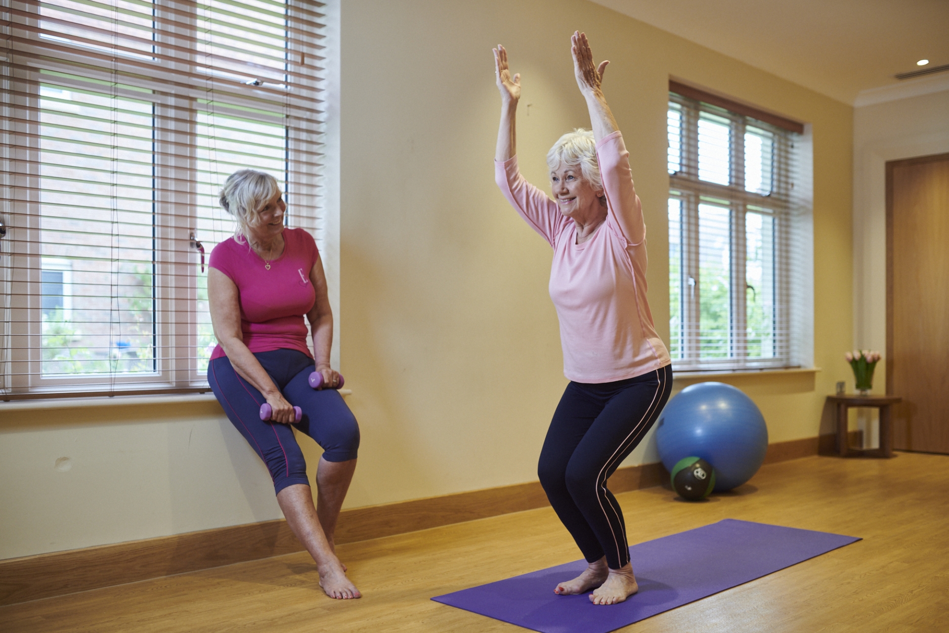 Elderly ladies participating in activities  