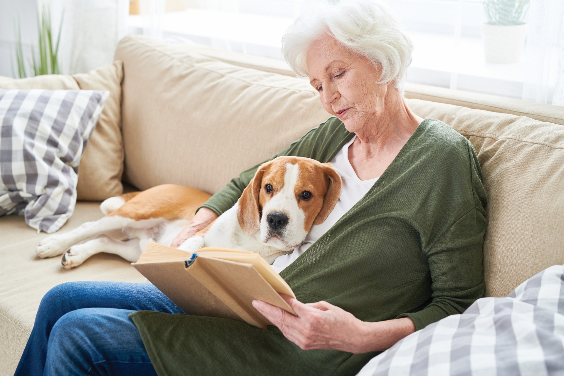 Lady and dog in apartment