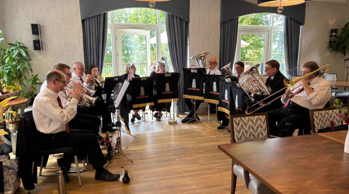 Brass band playing in a restaurant