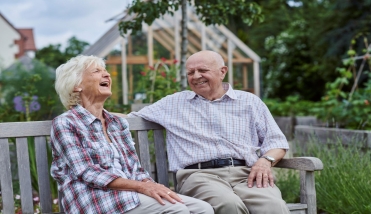 Residents laughing outside
