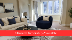 Living Room with Banner