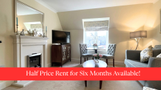 Living Room with Special Offer Banner